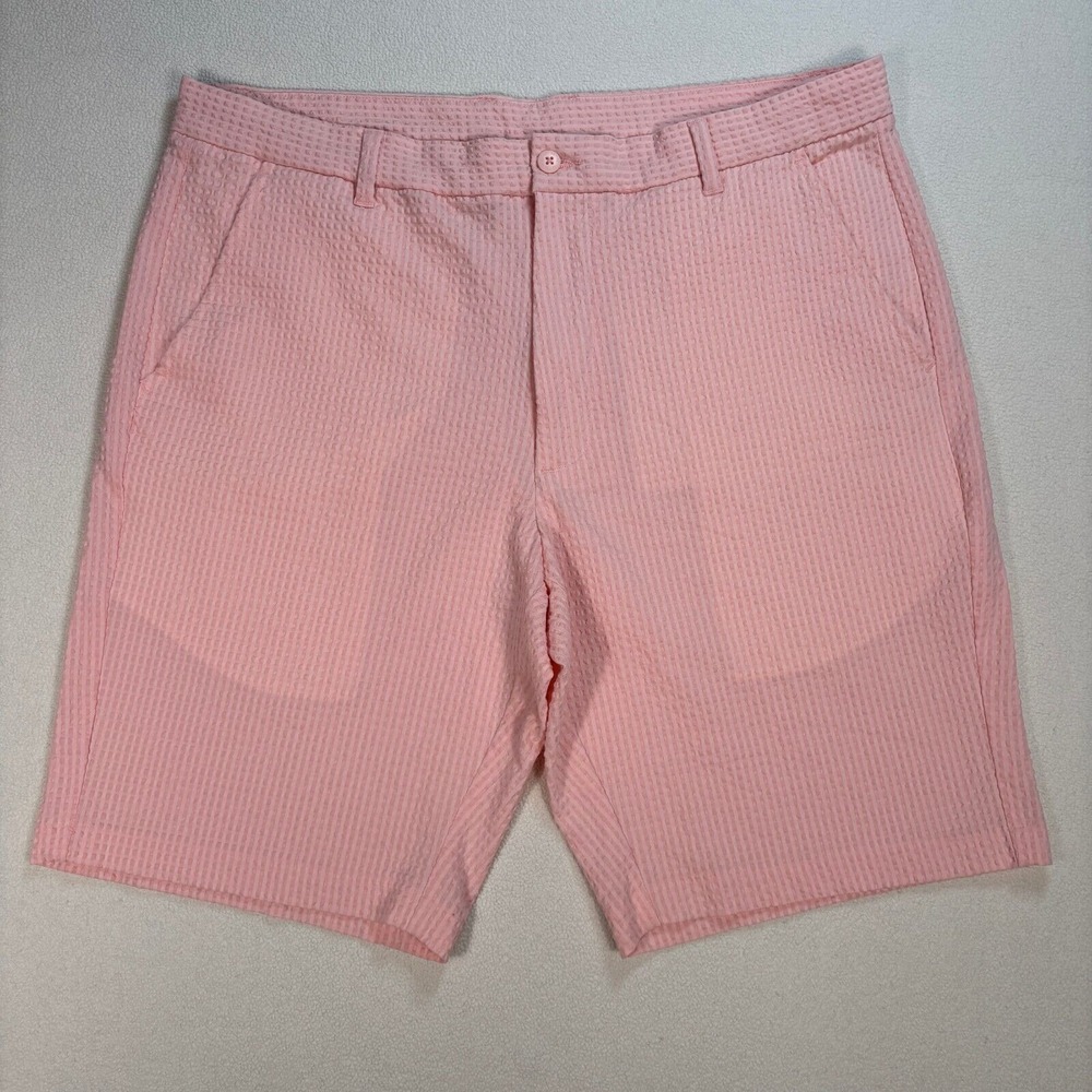 Footjoy Shorts Men's 36x10 Pink Seersucker Golf Texture Soft Stretch Lightweight